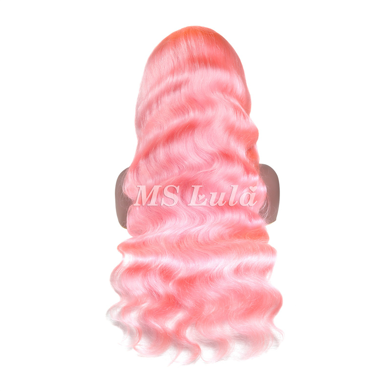 Pink Color 13x4 Transparent Lace Front Wigs Body Wave - 图片 3